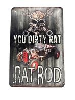 Metalen Wandbord - You Dirty Rat - Rat Rod - Auto, Ophalen of Verzenden, Nieuw