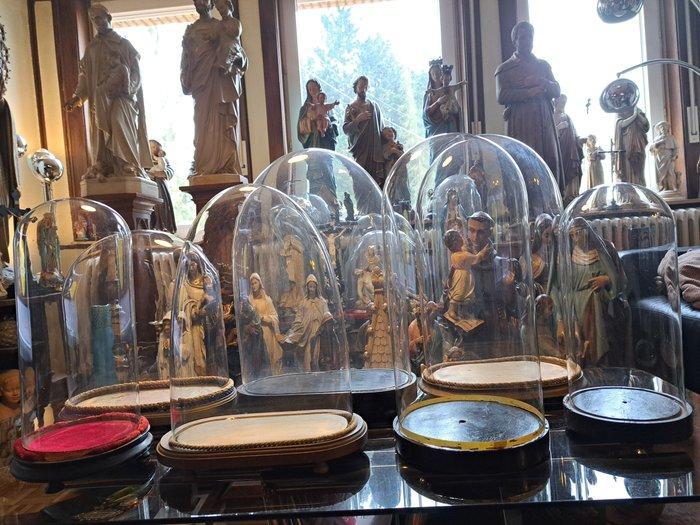 Stolp (7) - Mongeblazen Antiek Glas en Houten Voet -, Antiek en Kunst, Antiek | Overige Antiek