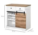 Keukenkast met Schuifdeur en Flessenrek– Wit Dressoir 80×39×, Verzenden, Nieuw