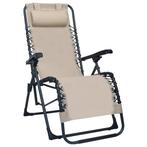 vidaXL Terrasstoel inklapbaar textileen crème, Tuin en Terras, Verzenden, Nieuw