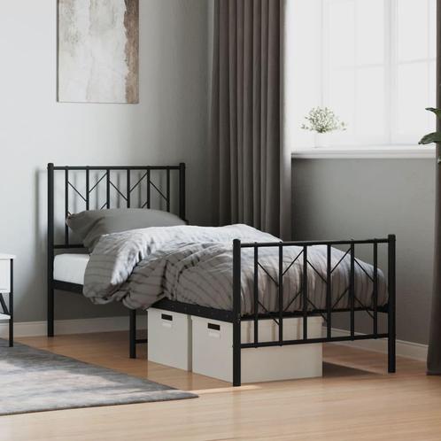 vidaXL Bedframe met hoofd- en voeteneinde metaal zwart, Huis en Inrichting, Slaapkamer | Bedden, Zwart, Nieuw, Metaal, Eenpersoons