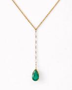 Halsketting - 14 karaat Geel goud - 4.67ct. tw. Smaragd -, Nieuw