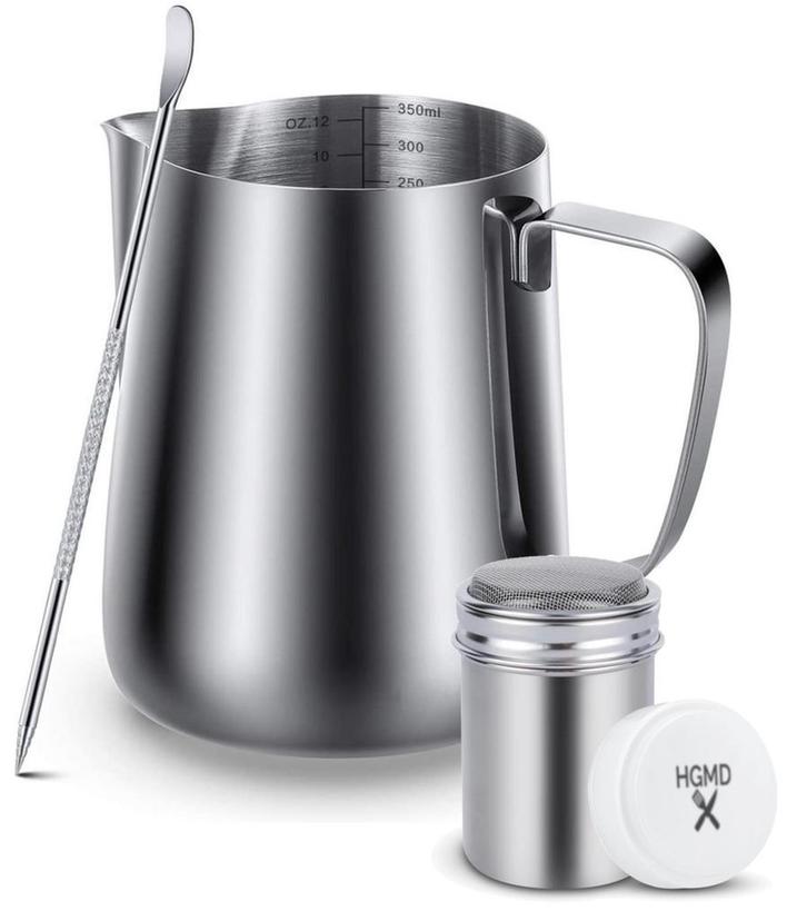 HGMD Melkkan 350ml - Inclusief Art Pen & Strooipotje - RVS, Huis en Inrichting, Keuken | Keukenbenodigdheden, Nieuw, Verzenden