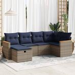 vidaXL 6-delige Loungeset met kussens poly rattan grijs, Tuin en Terras, 6 zitplaatsen, Nieuw, Loungeset, Verzenden