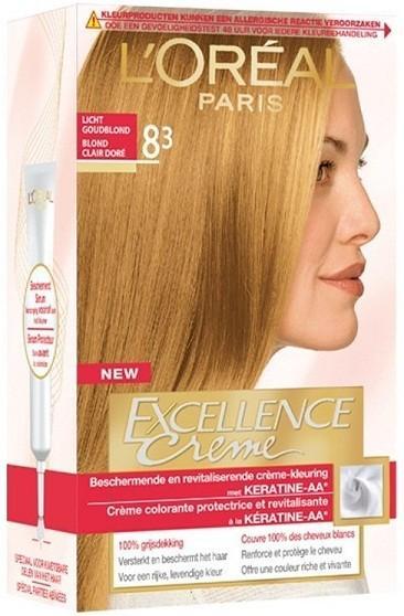 L'OREAL EXCELLENCE CREME 8.3 LICHT GOUDBLOND HAARVERF PAK .., Sieraden, Tassen en Uiterlijk, Uiterlijk | Haarverzorging, Verzenden
