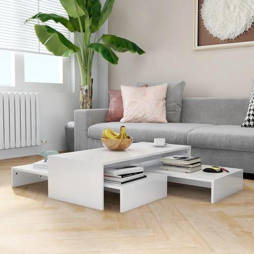 vidaXL Salontafelset 100x100x26,5 cm hoogglans wit, Huis en Inrichting, Tafels | Salontafels, 100 tot 150 cm, Nieuw, Overige houtsoorten