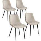 Set stoelen Monroe fluweellook - crème, Set van 4, Huis en Inrichting, Stoelen, Verzenden, Nieuw