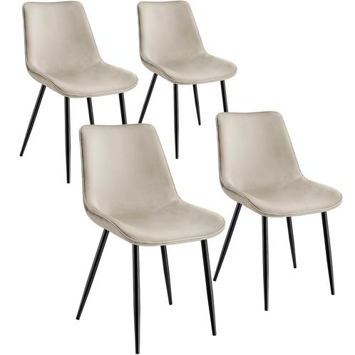 Set stoelen Monroe fluweellook - crème, Set van 4, Huis en Inrichting, Stoelen, Verzenden