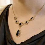 Antiek gouden collier met granaat stenen (Ketting), Gebruikt, Overige kleuren, Ophalen of Verzenden, Met edelsteen