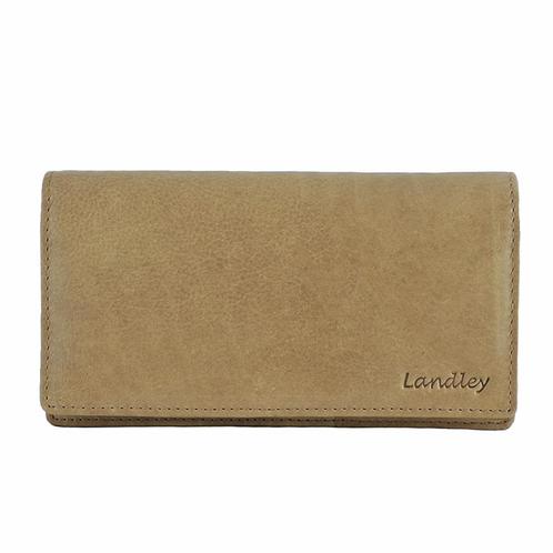 Landley Dames Harmonica Portemonnee Leer RFID Beige Zand, Sieraden, Tassen en Uiterlijk, Portemonnees, Nieuw, Overige merken, Leer