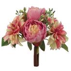 Handgebonden zijde 30cm. pioen en dahlia vintage pink low, Hobby en Vrije tijd, Ophalen of Verzenden, Nieuw