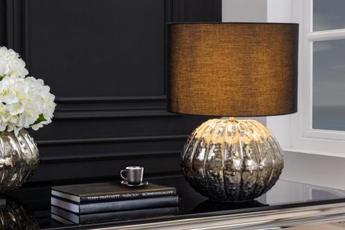 Design tafellamp ABSTRACT 50cm zilverzwarte metalen stoffen, Huis en Inrichting, Lampen | Tafellampen, Ophalen of Verzenden