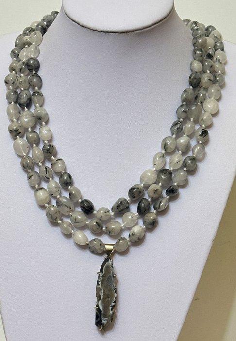 Cuarzo Rutilo en Agate Quartz Geode Druzy (51 x 15 mm) /, Verzamelen, Mineralen en Fossielen