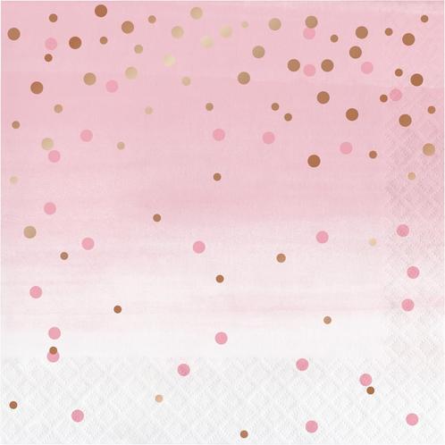 Roze Servetten Stippen 33cm 16st, Hobby en Vrije tijd, Feestartikelen, Nieuw, Verzenden