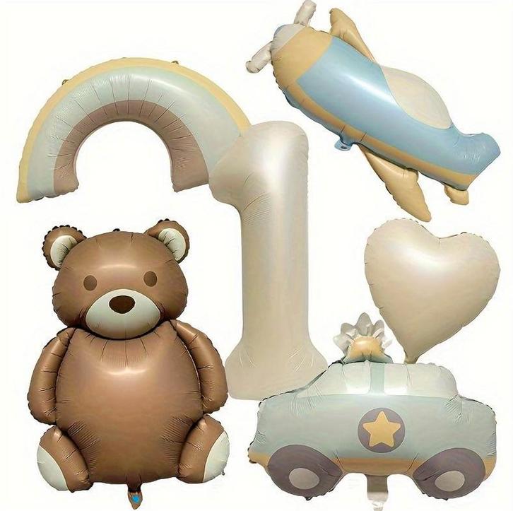 1e Verjaardag folie ballonnen set XL 6-delig, Kinderen en Baby's, Babykleding | Maat 80, Jongetje, Nieuw, Overige typen, Verzenden