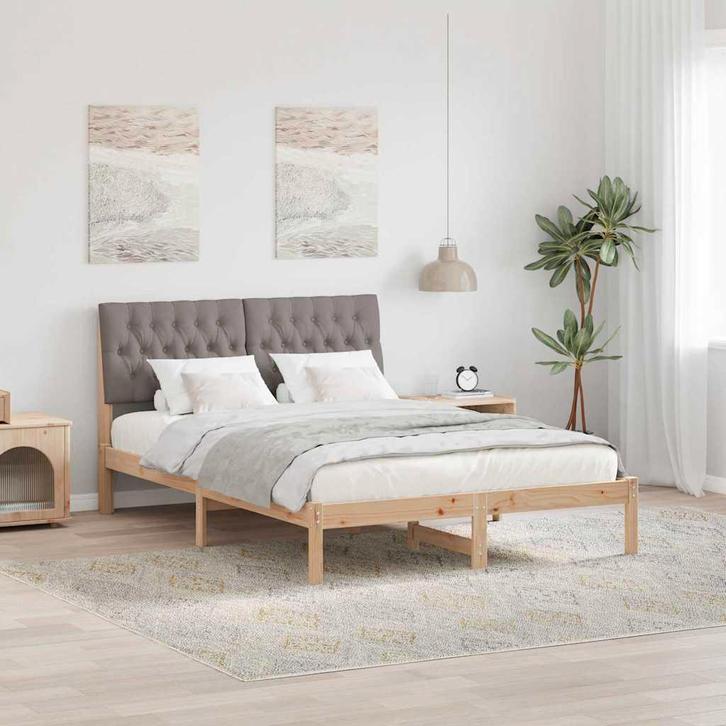 vidaXL Bedframe met Gevoerd Hoofdgedeelte Bruin 150 x 200 cm, Huis en Inrichting, Slaapkamer | Bedden, Bruin, Nieuw, Hout, Verzenden