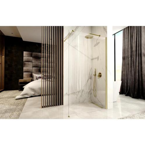 REA Gehard glas douchewand - geborsteld goud - waterafsto..., Doe-het-zelf en Verbouw, Sanitair, Nieuw, Ophalen of Verzenden