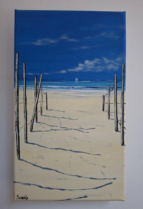 Cyril Beaufils (XX) - Sunny way to the beach, Antiek en Kunst, Kunst | Schilderijen | Klassiek