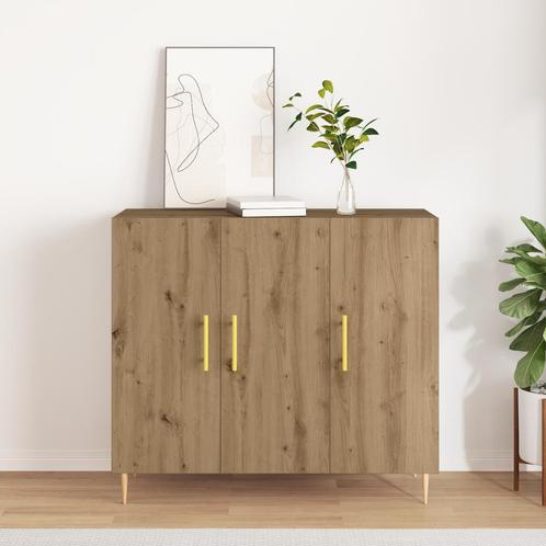 vidaXL Dressoir 90x34x80 cm bewerkt hout artisanaal eiken, Huis en Inrichting, Kasten | Dressoirs, Nieuw, Minder dan 50 cm, Overige houtsoorten