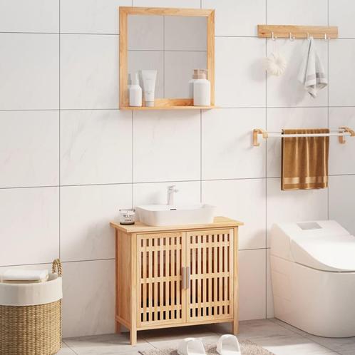 vidaXL 2-delige Badkamermeubelset massief walnotenhout, Huis en Inrichting, Badkamer | Badkamermeubels, Nieuw, Verzenden