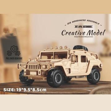 Terreinwagen 65-delig met pull-back mechanisme Houten DIY... beschikbaar voor biedingen