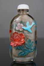 Grote Chinese tabakdoos in geslepen kristal - geschilderd