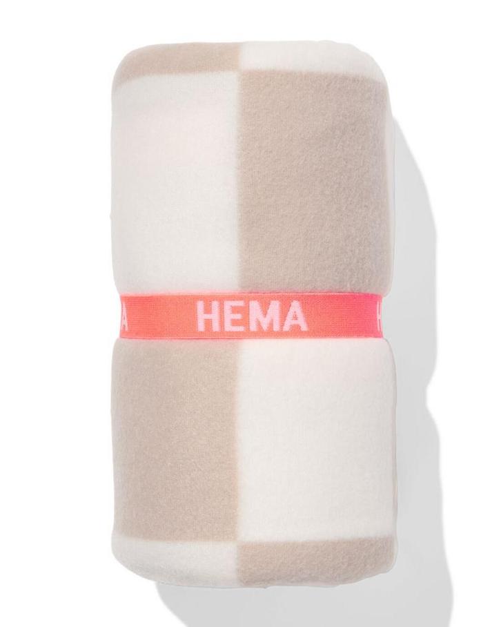 HEMA Plaid 130x150cm fleece geblokt, Huis en Inrichting, Woonaccessoires | Plaids en Woondekens, Nieuw, Verzenden