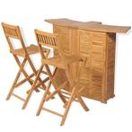 vidaXL 3-delige Bistroset met klapstoelen massief teakhout, Tuin en Terras, Tuinsets en Loungesets, Verzenden, Nieuw, Teakhout