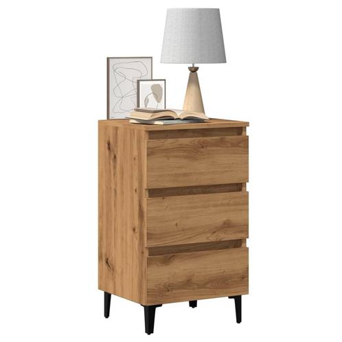vidaXL Nachtkastje met metalen poten 40x35x69 cm artisanaal, Huis en Inrichting, Slaapkamer | Nachtkastjes, Nieuw, Minder dan 45 cm