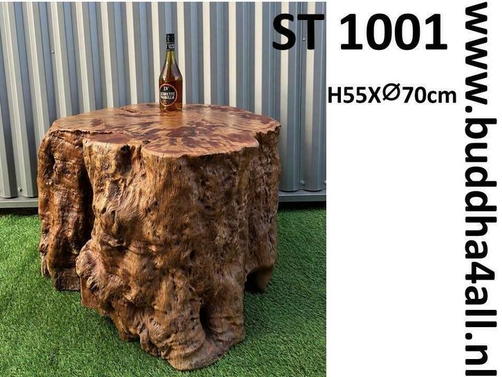 Boomstronk salontafel en bijzettafel van teak en rosewood, Huis en Inrichting, Tafels | Salontafels, 50 tot 100 cm, Overige vormen