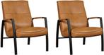 Leren fauteuils - Echt leer, Industrieel, Comfortabel en ki, Huis en Inrichting, Fauteuils, Nieuw, Ophalen of Verzenden, 50 tot 75 cm