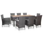 vidaXL 9-delige Tuinset met kussens poly rattan grijs, Meer dan 8 zitplaatsen, Nieuw, Tuinset, Verzenden