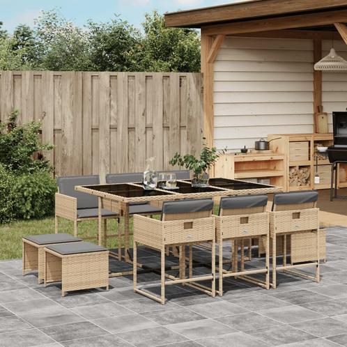 vidaXL 11-delige Tuinset met kussens poly rattan gemengd, Tuin en Terras, Tuinsets en Loungesets, Tuinset, Nieuw, Meer dan 8 zitplaatsen