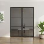 Dubbele stalen taatsdeur - 3 Vlaks - Rook glas*, Doe-het-zelf en Verbouw, Deuren en Horren, Minder dan 80 cm, Overige typen, Nieuw