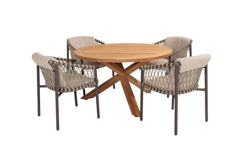 4 Seasons Allora terre / Prado ronde tuinset - Ø130 cm., Tuin en Terras, Tuinsets en Loungesets, Tuinset, Nieuw, Hout, Verzenden