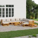 vidaXL 12-delige Loungeset met lichtgrijze kussens massief, Tuin en Terras, Tuinsets en Loungesets, Verzenden, Nieuw, Hardhout