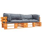 vidaXL 2-delige Bankenset pallet met grijze kussens, Tuin en Terras, Verzenden, Nieuw