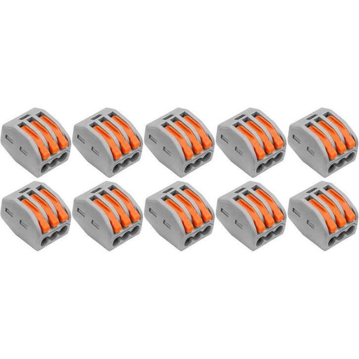 Lasklem Set 10 Stuks 3 Polig met Klemmetjes Grijs/Oranje, Doe-het-zelf en Verbouw, Elektra en Kabels, Nieuw, Ophalen of Verzenden