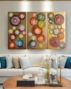 Ksavera - Gold Abstract painting A1280 - impasto triptych -