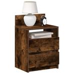 vidaXL Nachtkastjes 2 st met 2 lades 40x33x60 cm gerookt, Huis en Inrichting, Verzenden, Nieuw, Hout