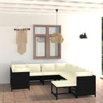vidaXL 9-delige Loungeset met kussens poly rattan zwart, Verzenden, Nieuw, Rotan, Loungeset