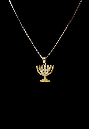 Menorah hangertje 2 kleuren goud verguld, prachtig design..., Sieraden, Tassen en Uiterlijk, Kettinghangers, Verzenden