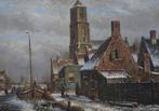 O. R. de Jongh (1812-1896) - Winters stadsgezicht, Antiek en Kunst, Kunst | Schilderijen | Klassiek