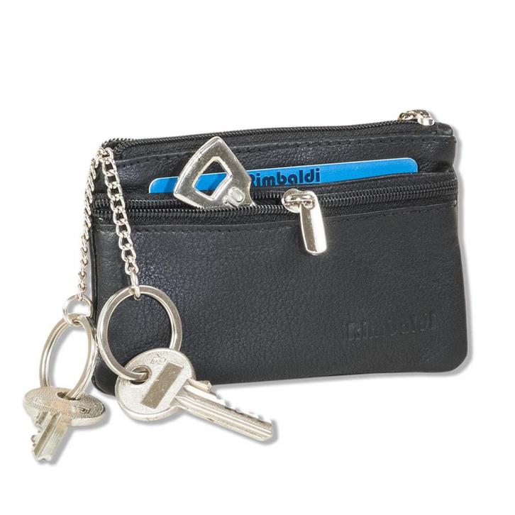 Rimbaldi Leren Sleuteletui met 2 Ringen Sleuteltasje Zwart, Sieraden, Tassen en Uiterlijk, Portemonnees, Zwart, Nieuw, Overige merken