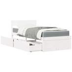 vidaXL Bed met lades en matras massief grenenhout wit 90x200, Huis en Inrichting, Slaapkamer | Bedden, 90 cm, Eenpersoons, Verzenden