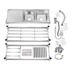 Vrijstaande RVS Spoelbak Dubbele Kom 120×45×80 cm, Verzenden, Nieuw