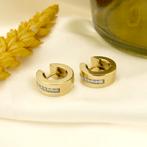Gouden creolen met diamant | 0,32 ct. (oorringen, oorbellen), Goud, Met edelsteen, Gebruikt, Ophalen of Verzenden