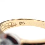 Bicolor gouden solitair ring met zirconia (gouden ring), Sieraden, Tassen en Uiterlijk, Ringen, Gebruikt, Overige kleuren, Ophalen of Verzenden