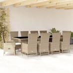 vidaXL 11-delige Tuinset met kussens poly rattan beige, Meer dan 8 zitplaatsen, Nieuw, Tuinset, Verzenden