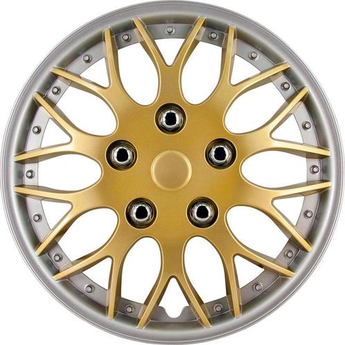 4-Delige Wieldoppenset Missouri 14-inch goud/zilveren rand, Auto-onderdelen, Overige Auto-onderdelen, Ophalen of Verzenden